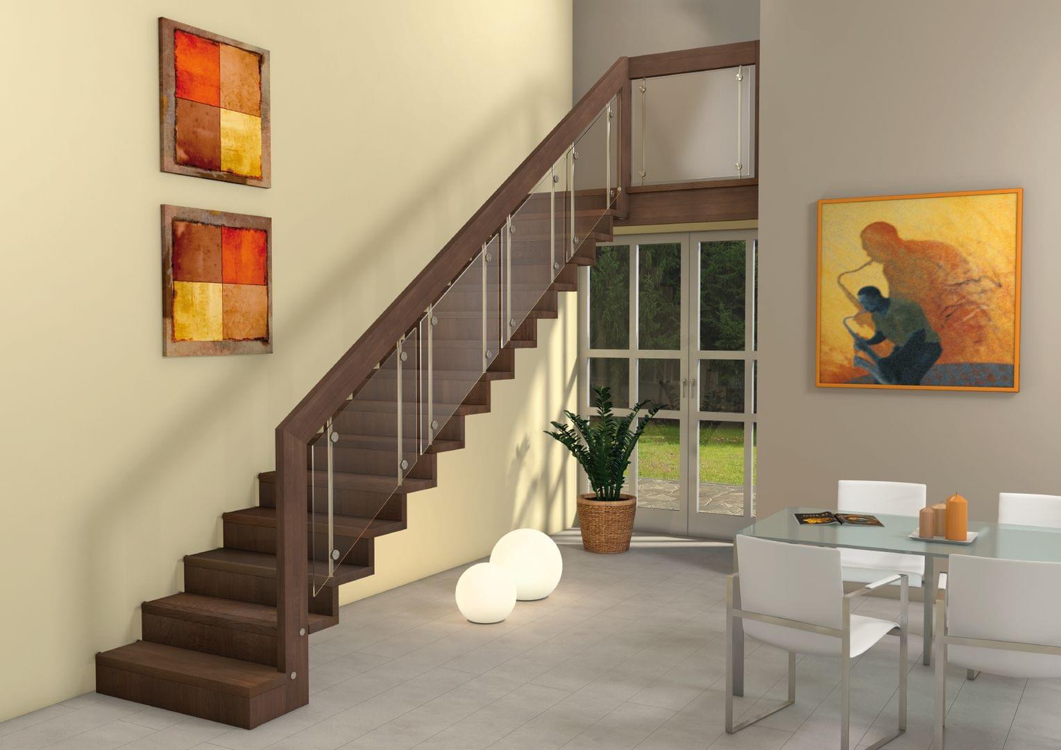 Escalier droit en bois avec contremarches - Linéa de Treppenmeister